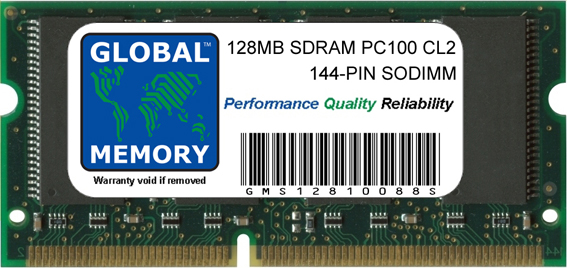 128MB SDRAM PC100 100MHz 144-PIN SODIMM MEMORY RAM FOR LAPTOPS/NOTEBOOKS