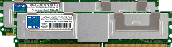 16GB (2 x 8GB) DDR2 667MHz PC2-5300 240-PIN ECC FULLY BUFFERED DIMM (FBDIMM) MEMORY RAM KIT FOR SUN SERVERS/WORKSTATIONS (4 RANK KIT CHIPKILL)