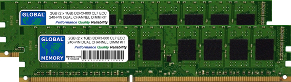 2GB (2 x 1GB) DDR3 800MHz PC3-6400 240-PIN ECC DIMM (UDIMM) MEMORY RAM KIT FOR SERVERS/WORKSTATIONS/MOTHERBOARDS