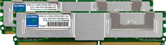 4GB (2 x 2GB) DDR2 800MHz PC2-6400 240-PIN ECC FULLY BUFFERED DIMM (FBDIMM) MEMORY RAM KIT FOR COMPAQ SERVERS/WORKSTATIONS (4 RANK KIT NON-CHIPKILL)