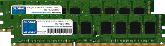 8GB (2 x 4GB) DDR3 1600MHz PC3-12800 240-PIN ECC DIMM (UDIMM) MEMORY RAM KIT FOR SERVERS/WORKSTATIONS/MOTHERBOARDS